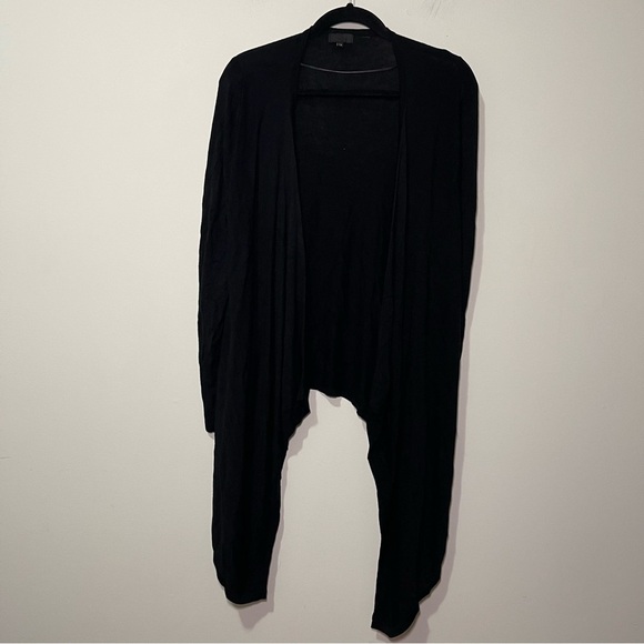 Hudson’s Bay Black Draped Open Cardigan Sweater Women’s minimalist layering in L - Picture 1 of 8